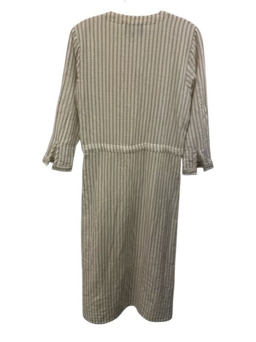 Alice Walk Size XS Tan & White Cotton Long Sleeve Striped Button Up Dress Tan & White / XS