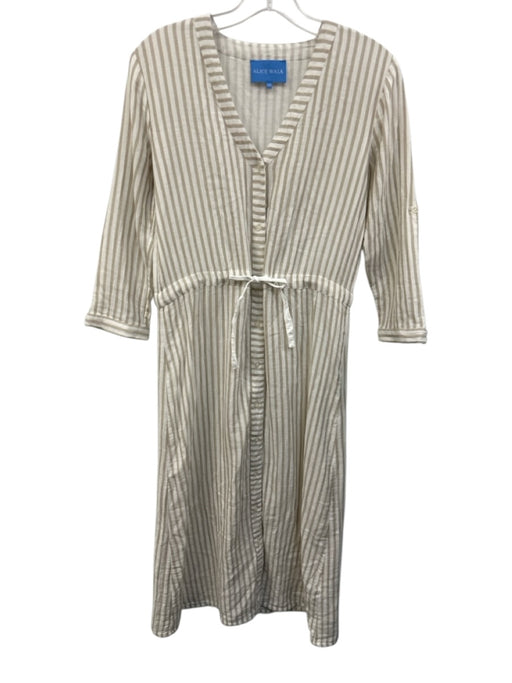 Alice Walk Size XS Tan & White Cotton Long Sleeve Striped Button Up Dress Tan & White / XS