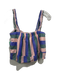 Mirth Size S Pink, Blue & Green Cotton Pleated Shoulder Strap Striped Skirt Set Pink, Blue & Green / S