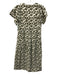 Mirth Size XS Green & Cream Cotton Short Sleeve Abstract Print V Neck Maxi Dress Green & Cream / XS