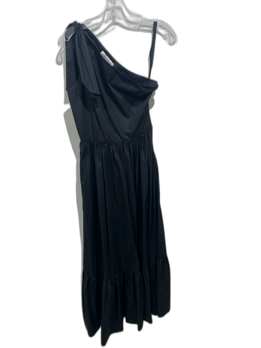 Hunter Bell Size 2 Black Cotton One Shoulder Tie Shoulder Gathered Waist Dress Black / 2