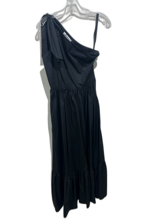 Hunter Bell Size 2 Black Cotton One Shoulder Tie Shoulder Gathered Waist Dress Black / 2