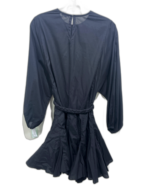 Rhode Size XS Black Cotton Long Balloon Sleeve Braided Belt Flare Hem Dress Black / XS