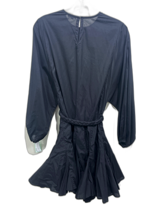 Rhode Size XS Black Cotton Long Balloon Sleeve Braided Belt Flare Hem Dress Black / XS