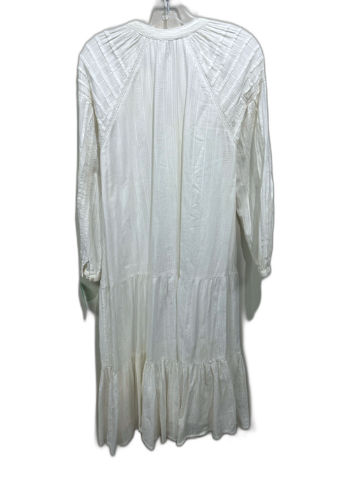 Cleobella Size XS Cream Cotton Long Sleeve Ladder Lace Button Front Dress Cream / XS