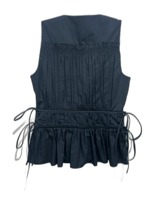 Hunter Bell Size 2 Black Cotton Sleeveless Pleated V Neck Side tie Top Black / 2