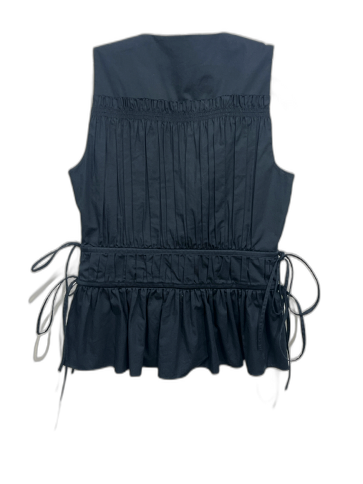 Hunter Bell Size 2 Black Cotton Sleeveless Pleated V Neck Side tie Top Black / 2