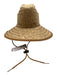 Glampwear Beige & Brown Straw Leather Detail Text Wide Brim Woven Hat Beige & Brown / One Size