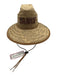 Glampwear Beige & Brown Straw Leather Detail Text Wide Brim Woven Hat Beige & Brown / One Size