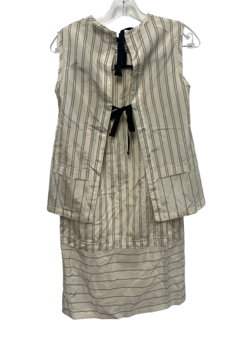Ottod'Ame Size 2/0 Cream & Black Viscose Blend Tie Back Pinstripe Wrap Skirt Set Cream & Black / 2/0