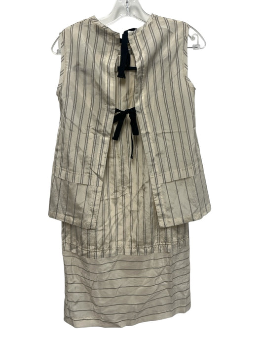 Ottod'Ame Size 2/0 Cream & Black Viscose Blend Tie Back Pinstripe Wrap Skirt Set Cream & Black / 2/0