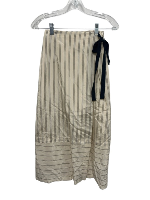 Ottod'Ame Size 2/0 Cream & Black Viscose Blend Tie Back Pinstripe Wrap Skirt Set Cream & Black / 2/0