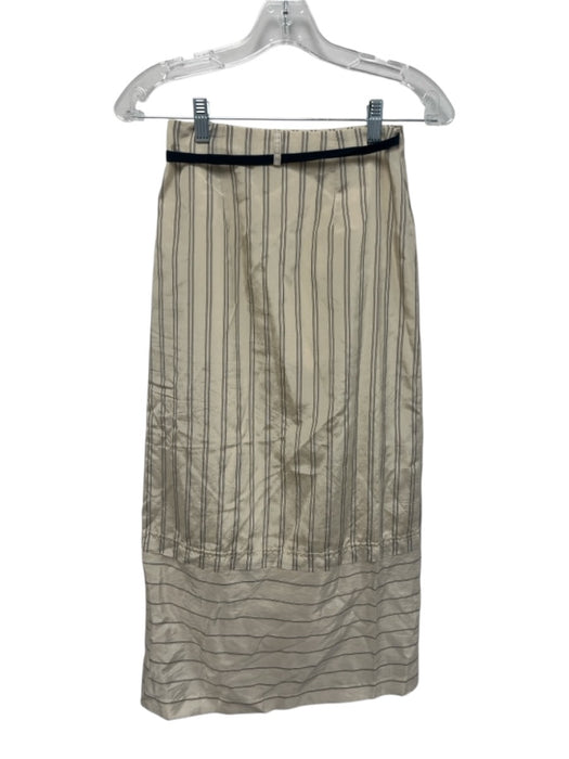 Ottod'Ame Size 2/0 Cream & Black Viscose Blend Tie Back Pinstripe Wrap Skirt Set Cream & Black / 2/0
