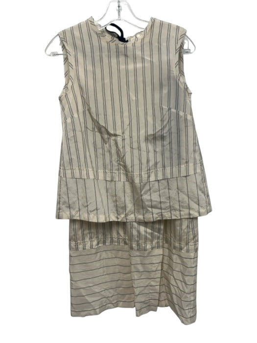 Ottod'Ame Size 2/0 Cream & Black Viscose Blend Tie Back Pinstripe Wrap Skirt Set Cream & Black / 2/0