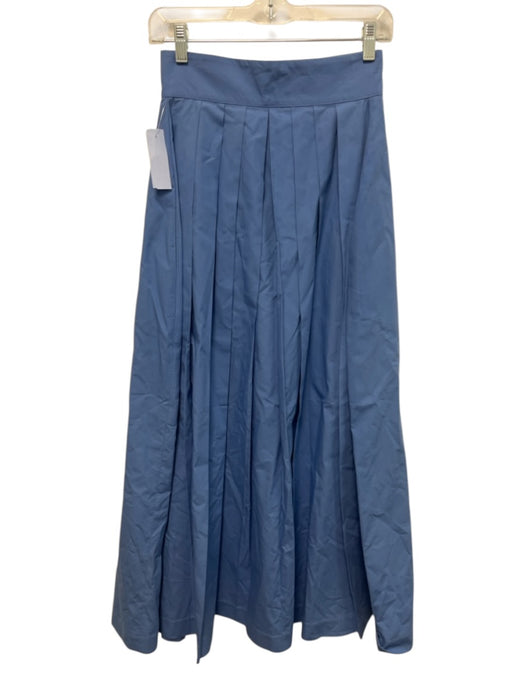 Destree Size XS Cornflower Blue Cotton Pleated Button Down Pockets Midi Skirt Cornflower Blue / XS