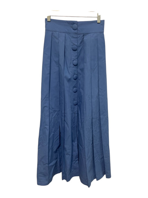 Destree Size XS Cornflower Blue Cotton Pleated Button Down Pockets Midi Skirt Cornflower Blue / XS