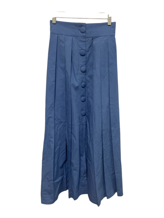 Destree Size XS Cornflower Blue Cotton Pleated Button Down Pockets Midi Skirt Cornflower Blue / XS