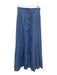 Destree Size XS Cornflower Blue Cotton Pleated Button Down Pockets Midi Skirt Cornflower Blue / XS