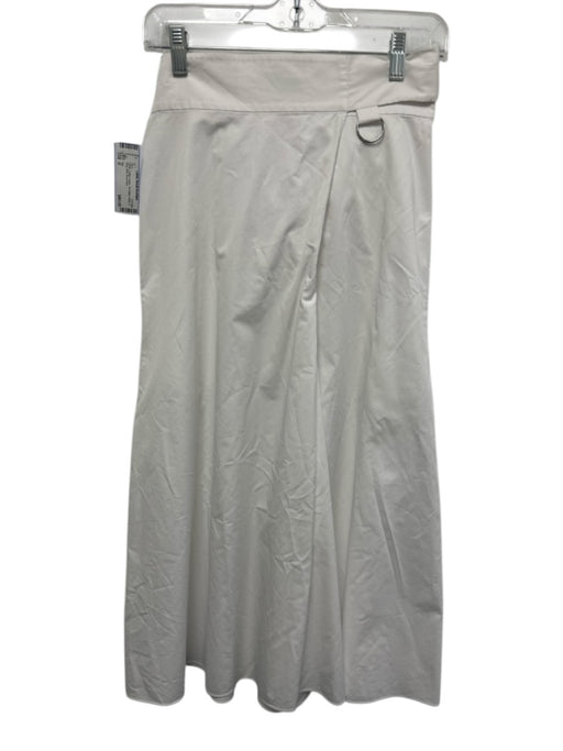Tibi Size 0 White Cotton Poplin Tie Waist Wrap D Ring Midi Skirt White / 0