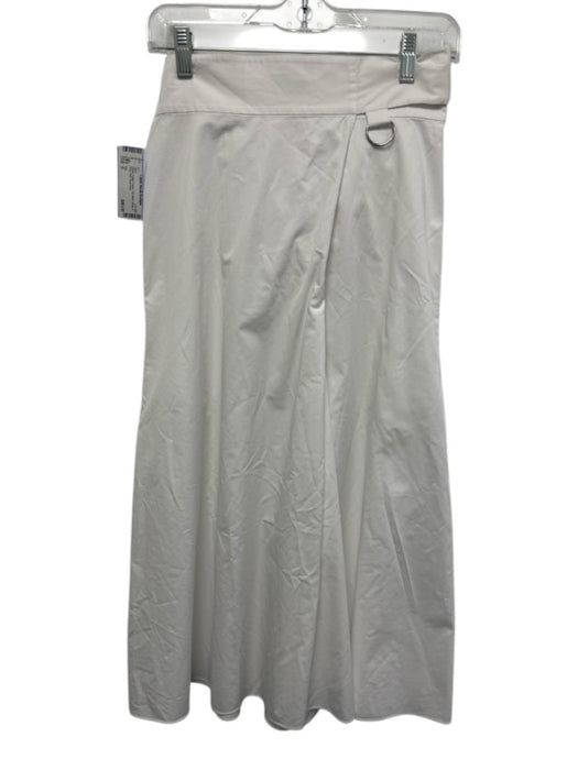 Tibi Size 0 White Cotton Poplin Tie Waist Wrap D Ring Midi Skirt White / 0