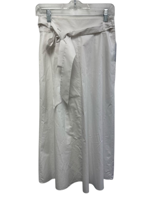 Tibi Size 0 White Cotton Poplin Tie Waist Wrap D Ring Midi Skirt White / 0