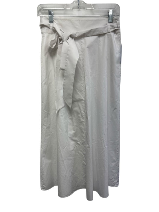 Tibi Size 0 White Cotton Poplin Tie Waist Wrap D Ring Midi Skirt White / 0
