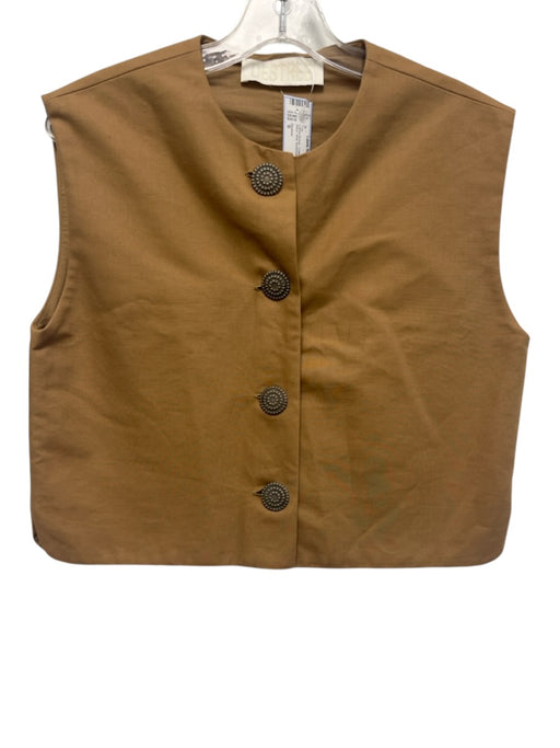 Destree Size S Camel Brown Cotton Ornate buttons Boxy Vest Top Camel Brown / S