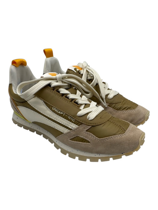 Oncept Shoe Size 8.5 Khaki & Cream Suede Nylon Lace Up Low Top Sneakers Khaki & Cream / 8.5