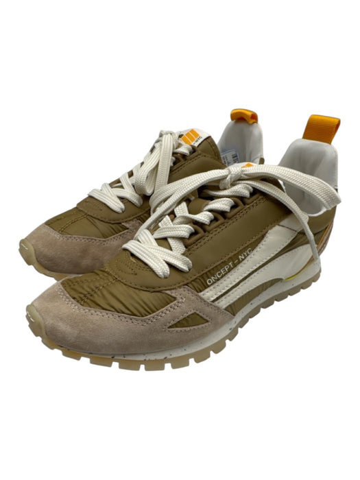 Oncept Shoe Size 8.5 Khaki & Cream Suede Nylon Lace Up Low Top Sneakers Khaki & Cream / 8.5