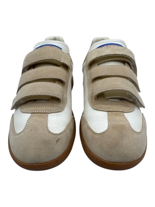Back 70 Shoe Size 9 White, Beige, Gold Leather Velcro Low Top Sneakers White, Beige, Gold / 9