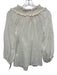Loretta Caponi Firenze Size XS White Cotton Long Sleeve Smocked Neck Top White / XS