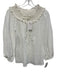 Loretta Caponi Firenze Size XS White Cotton Long Sleeve Smocked Neck Top White / XS