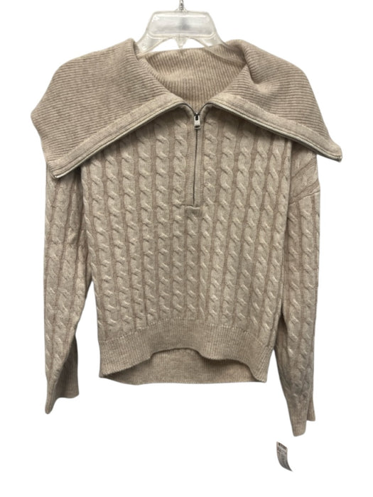 Frame Size S Beige Wool Blend Long Sleeve Cable Zip Up High Neck Sweater Beige / S