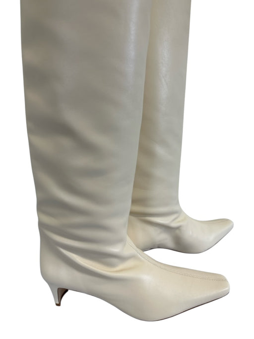 Staud Shoe Size 39.5 Cream White Leather Upper Chisel Toe Kitten Heel Boots Cream White / 39.5