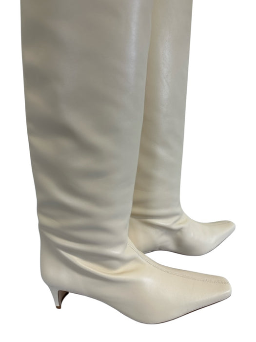 Staud Shoe Size 39.5 Cream White Leather Upper Chisel Toe Kitten Heel Boots Cream White / 39.5