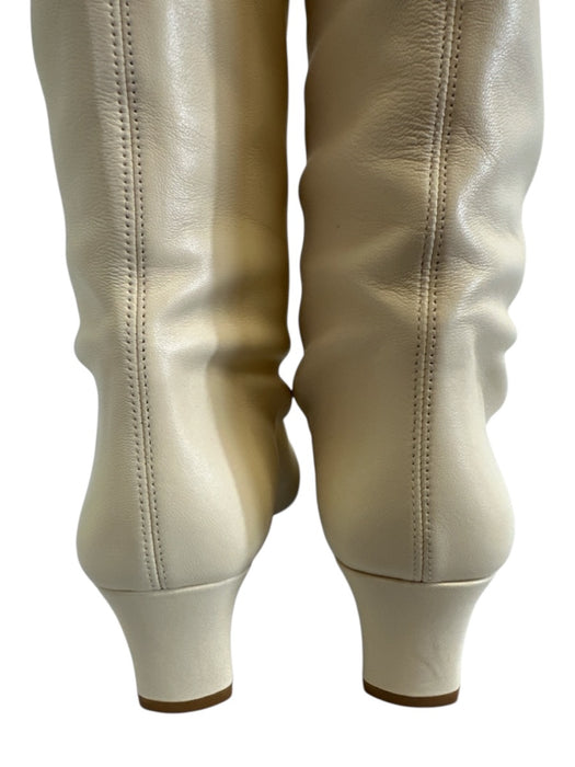 Staud Shoe Size 39.5 Cream White Leather Upper Chisel Toe Kitten Heel Boots Cream White / 39.5