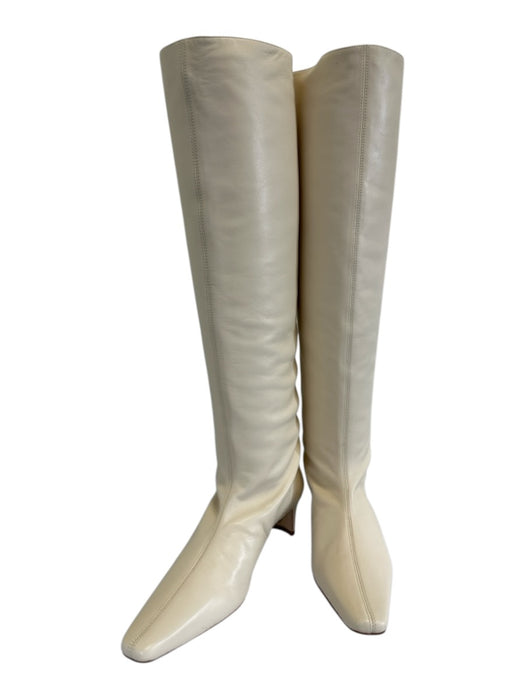 Staud Shoe Size 39.5 Cream White Leather Upper Chisel Toe Kitten Heel Boots Cream White / 39.5