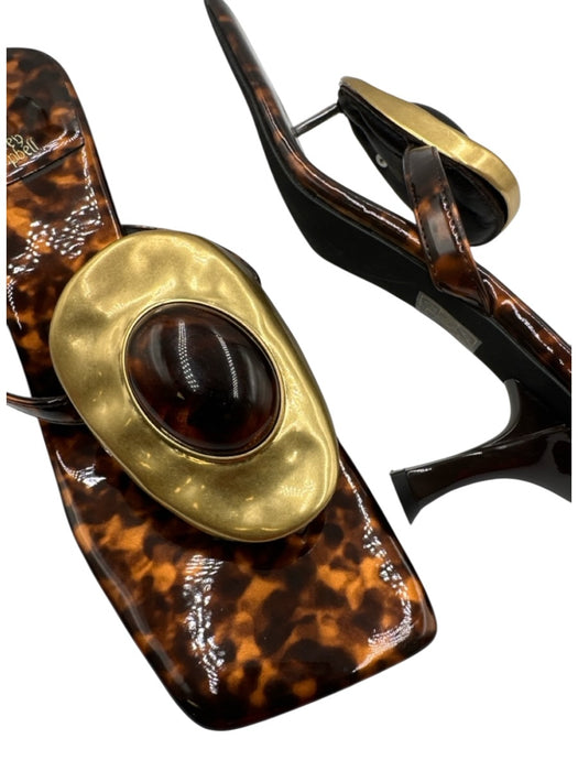 Jeffrey Campbell Shoe Size 8.5 Brown Synthetic Upper Tortoiseshell Print Sandals Brown / 8.5