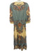 Farm Rio Size S Blue, Yellow, Multi Linen & Viscose 3/4 Sleeve Split Neck Dress Blue, Yellow, Multi / S
