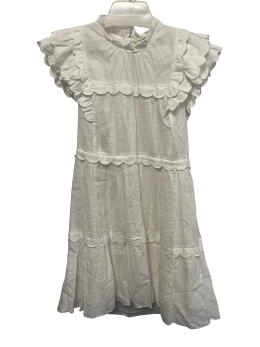 Sea New York Size XS White Cotton Tiered Ruffle Cap Sleeve Back Zip Midi Dress White / XS