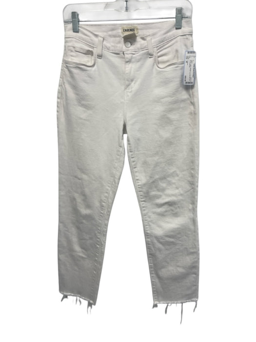 L'agence Size 26 White Cotton Straight Leg Mid Rise Zip Fly Jeans White / 26