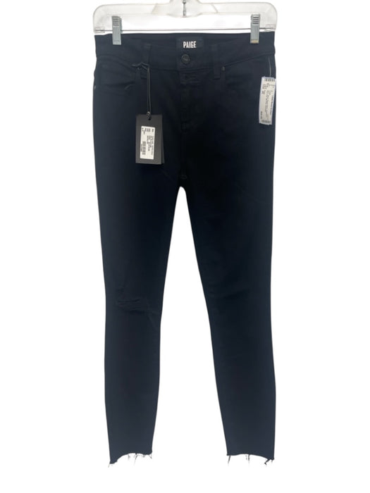 Paige Size 26 Black Rayon Blend Distressed Raw Hem Mid Rise Pants Black / 26