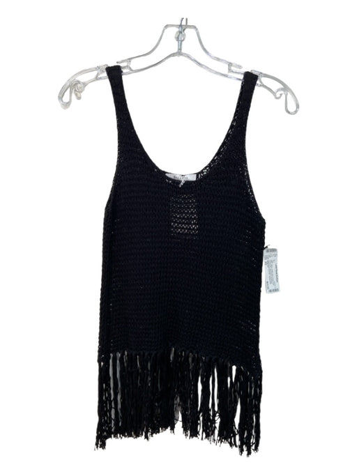 Bailey 44 Size XS Black Cotton Knit Scoop Neck Fringe hem Sleeveless Top Black / XS