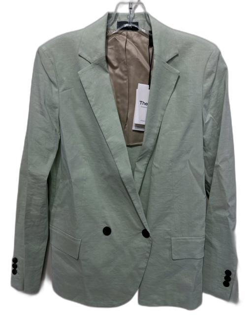 Theory Size 0 Mint Green Linen Blend One Button Lapels Deep V Blazer Mint Green / 0