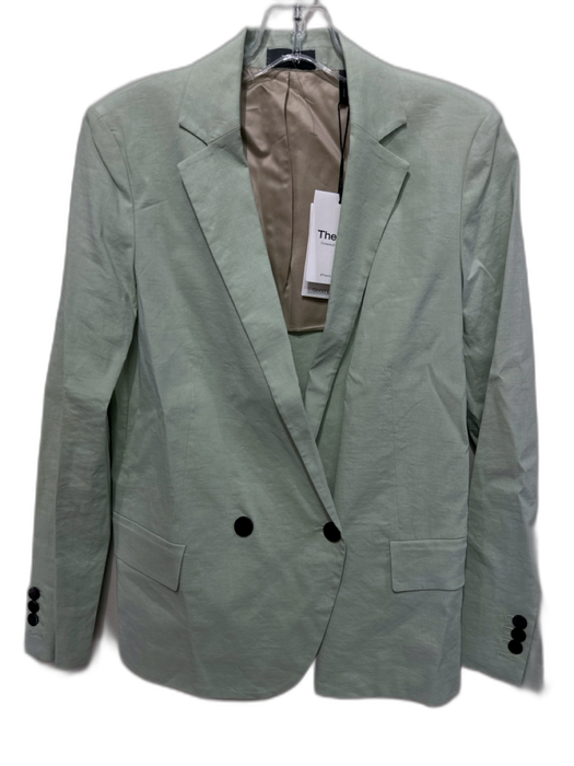 Theory Size 0 Mint Green Linen Blend One Button Lapels Deep V Blazer Mint Green / 0