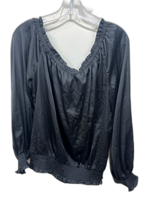 Ramy Brook Size L Black Polyester Off Shoulder Balloon Sleeve Elastic Band Top Black / L