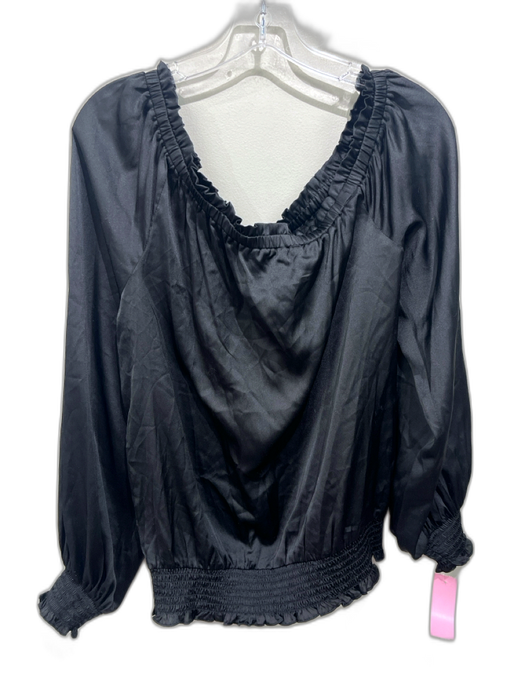 Ramy Brook Size L Black Polyester Off Shoulder Balloon Sleeve Elastic Band Top Black / L