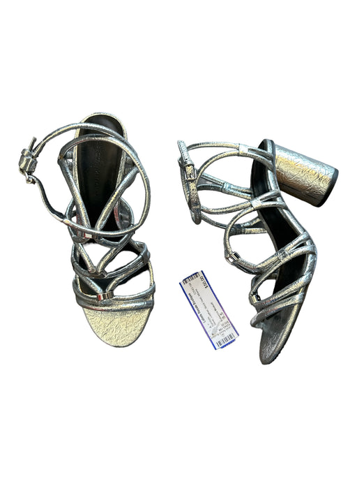 Rebecca Minkoff Shoe Size 8.5 Silver Leather Block Heel Sandals Silver / 8.5
