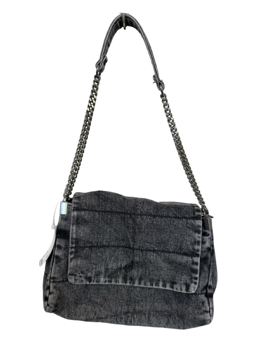 Zara Gray & Silver Canvas Chain Strap Denim Bag Gray & Silver / S