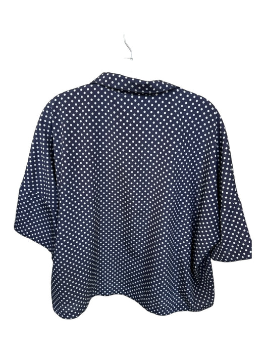 Tuckernuck Size M Navy & white Polyester Short Sleeve Polka Dot Button Down Top Navy & white / M